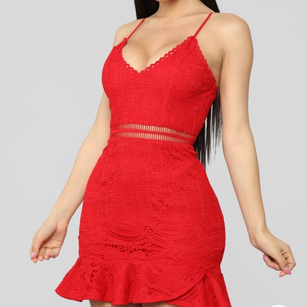 Red crotched dress fashion nova